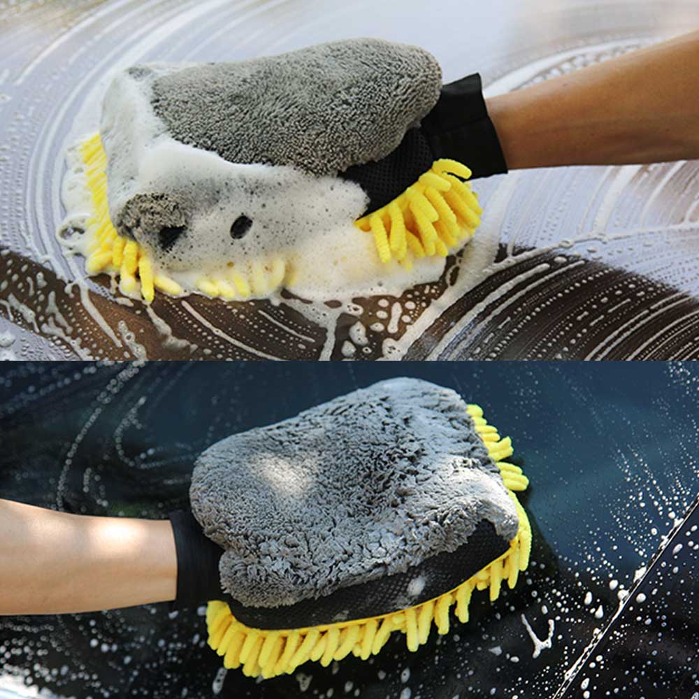 Autowaschhandschuh Korallenfarbener Handschuh, weich, kratzfest, multifunktional, dick, für Autowäsche, Autowachs-Detailing-Pinsel