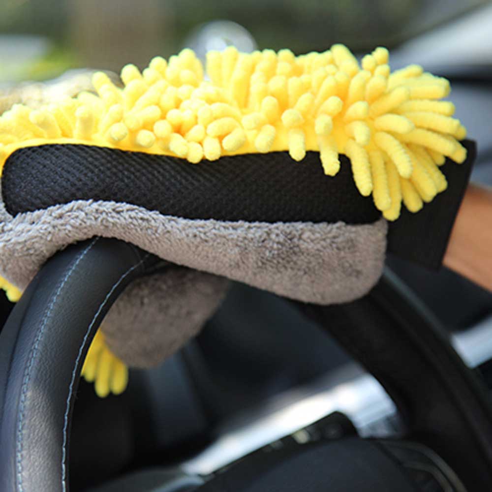 Autowaschhandschuh Korallenfarbener Handschuh, weich, kratzfest, multifunktional, dick, für Autowäsche, Autowachs-Detailing-Pinsel