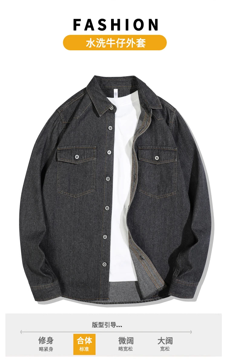 Frühjahr Herbst Herren Amerikanische VintageLangarmhemd Jacke